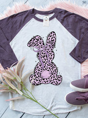 Women's Easter Bunny Animal Print Crew Neck Raglan Sleeve T-Shirt