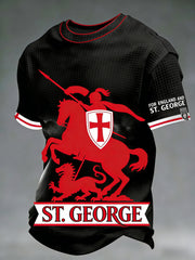 Men's Retro St George's Day Casual Waffle Short-Sleeve T-Shirt