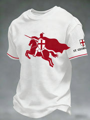 Men's Retro St George's Day Casual Waffle Short-Sleeve T-Shirt