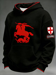 Men's Retro St George's Day Casual Waffle Hoodie Sweatshirt
