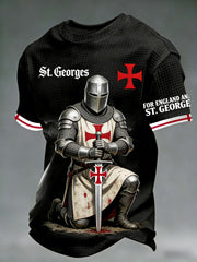 Men's Retro St George's Day Casual Waffle Short-Sleeve T-Shirt