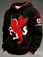 Men's Retro St George's Day Casual Waffle Hoodie Sweatshirt
