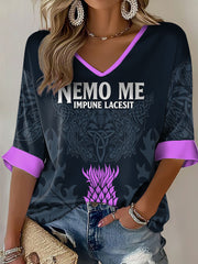 Women's Scotland Rugby Lover Printed V-Neck T-Shirt