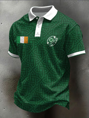 Men's Ireland Rugby Lover Shoulder 2 Shoulder Printed Casual Tops