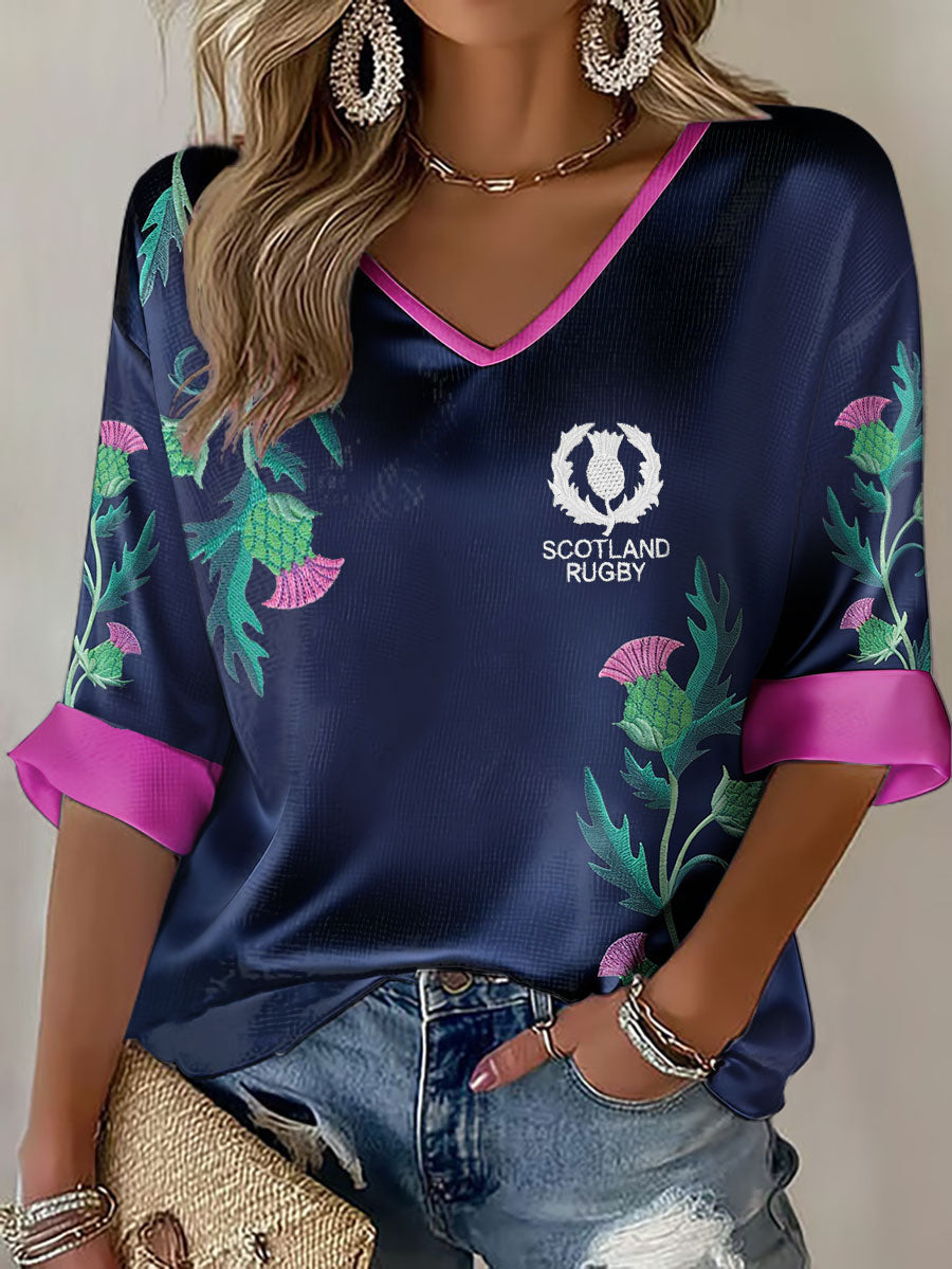 Women's Scotland Rugby Lover Printed Waffle T-shirt