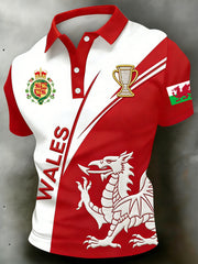 Men's Football-Themed Printed Polo Shirt