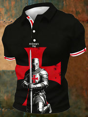 Men's Retro St George's Day Casual Short-Sleeve Polo Shirt
