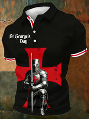 Men's Retro St George's Day Casual Short-Sleeve Polo Shirt