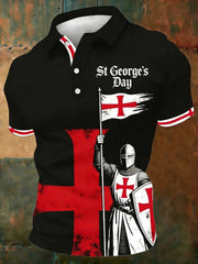 Men's Retro St George's Day Casual Short-Sleeve Polo Shirt