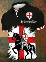 Men's Retro St George's Day Casual Short-Sleeve Polo Shirt