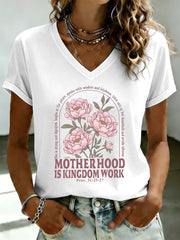 Women's 'Motherhood Is Kingdom Work' Printed Casual T-Shirt