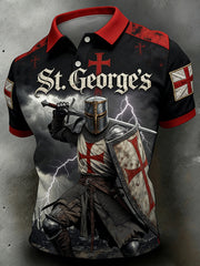 Men's St. George's Day Themed Printed Polo Shirt