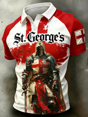Men's St. George's Day Themed Printed Polo Shirt