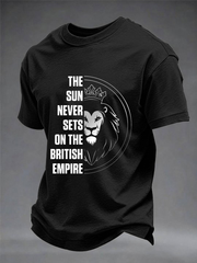 Men's British lion print imitation cotton short-sleeved T-shirt