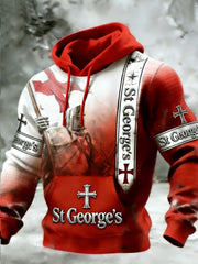 Men's st george's day Checkered Cotton Hoodie