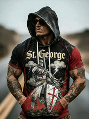 Men's Short-Sleeve Hoodie With St. George's Day Themed Print