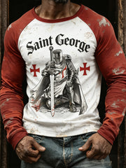 Men's St. George's Day Themed Printed Long-Sleeve T-Shirt