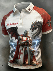 Men's St. George's Day Themed Printed Polo Shirt