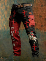 Men's Cargo Pants With St. George's Day Element Print