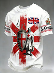 Men's Retro St George's Day Casual Short Sleeve Top