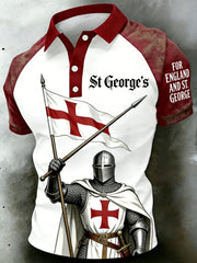Men's Retro St George's Day Casual Short Sleeve Top