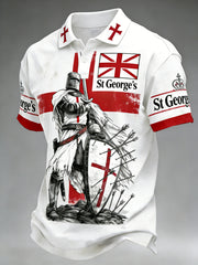 Men's St. George's Day Themed Printed Polo Shirt