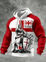 Men's St. George's Day Themed Print Long-Sleeve Hooded Sweatshirt