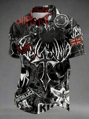 Men's Gothic Skull UK Flag Printed Shirt