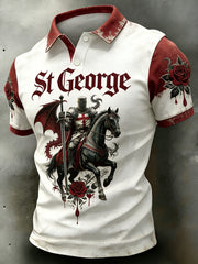Men's St. George's Day Distressed Print Polo Shirt
