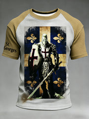 Men's Retro St George's Day Casual Waffle Tops