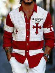 Men's Long-Sleeve Shirt with St. George's Day Print