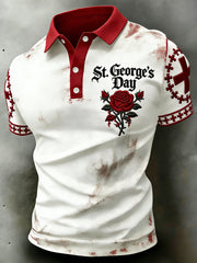 Men's St. George's Day Themed Printed Polo Shirt
