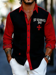 Men's St. George's Day Print Waffle Long-Sleeved Shirt