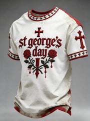 Men's St. George's Day Rose Distressed Print T-Shirt