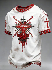 Men's St. George's Day Rose Distressed Print T-Shirt