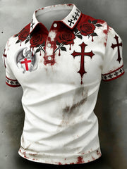Men's St. George's Day Rose Distressed Print Polo Shirt