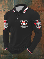 Men's St George's Day long sleeve polo shirt