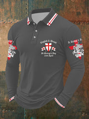 Men's St George's Day long sleeve polo shirt