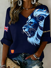Retro British Football Fan Print Casual Top