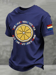 Men's Lemon Roses Music Lover Printed imitation cotton short-sleeved T-shirt