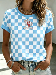 Women's Cov City Checkerboard Art Printed T-shirt