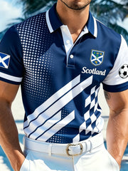 Men's Scottish Football Match Cheering Art Print Short-Sleeve Polo