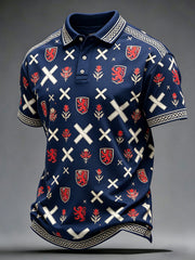 Men's Scottish Football Match Cheering Art Print Short-Sleeve Polo
