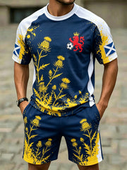 Men's Scottish Football Match Cheer Art Print Short-Sleeve Suit