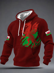Men's Welsh Dragon Printed Hoodie