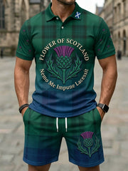 Men's Retro UK Scotland Football Lover 2026 Print Casual Polo & Shorts Set