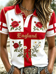 Women's England Football Polo T-Shirt