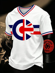 Men's Retro Northern Soul Print V-neck Tee