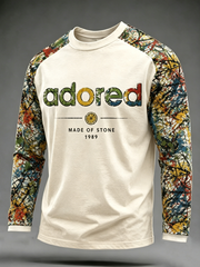 Men's Lemon Roses Music Lover Printed long sleeve round neck T-shirt