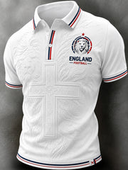 Men's Retro England Football Fan Art Print Casual Jersey